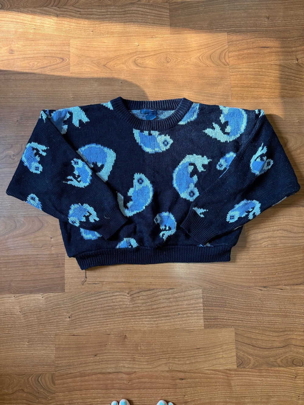Urban Outfitters Renewal Remade Blue Patterned Cropped Sweater